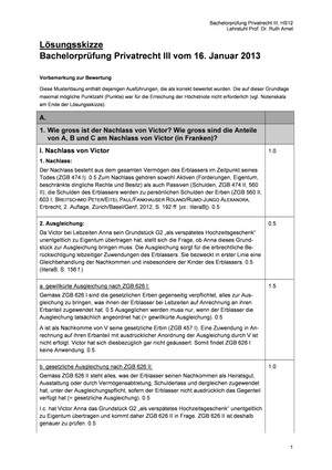 Privatrecht III Prüfung 2012 #2 Musterlösung