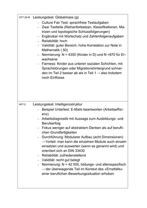 Psychologische Diagnostik: Karteikarten Rückseite