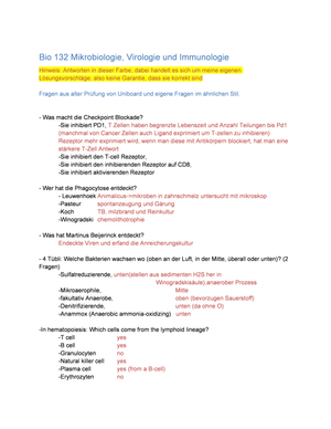 BIO132 Übungs & Prüfungsfragen