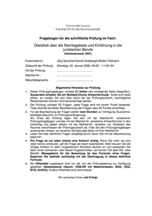 Einführung in die RW Prüfung 2007