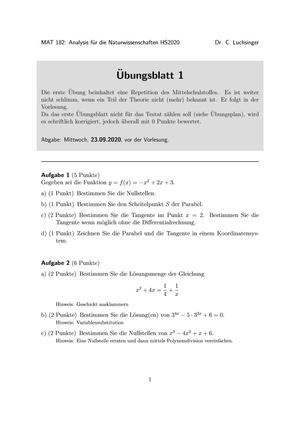 Alle Übungsaufgaben HS 2020