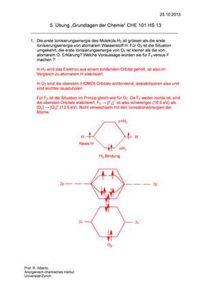 CHE101 HS2013: Übung 5 Lösung