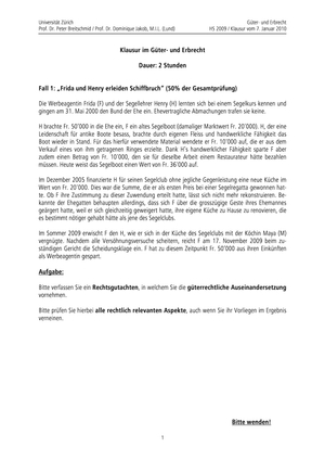 Güter- und Erbrecht Prüfung 2009