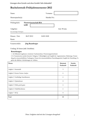 FiWi Prüfung 2012 + Lösungen