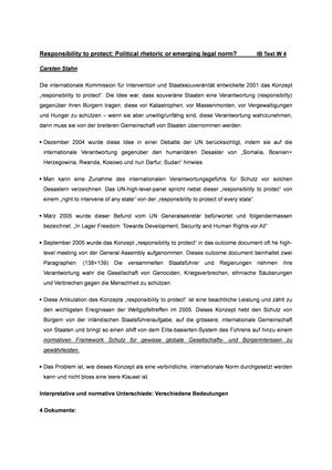 VT Int. Bez.: ZSF Texte - Responsibility Protect