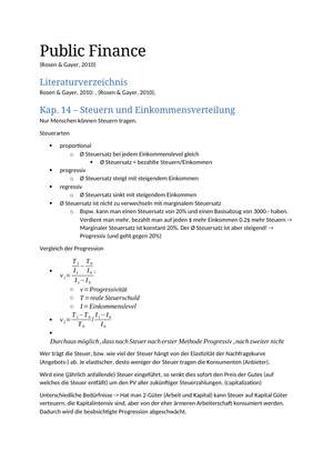 FiWi Zusammenfassung Buch "Public Finance"
