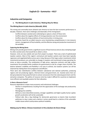 English II Text Summaries HS17