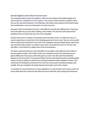 Social English and Cultural Awareness