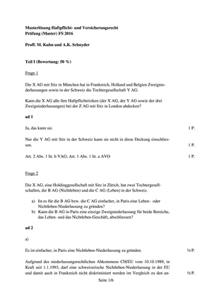 Haftpflicht-/Versicherungsrecht Prüfung 2016 MuLö
