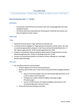 Zusammenfassung Grundrechte