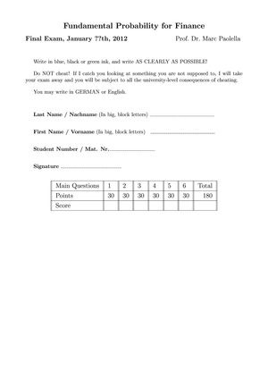 Probability Theory HS11