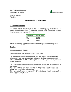 Financial Merkets Excercise Derivatives 2 Lösung
