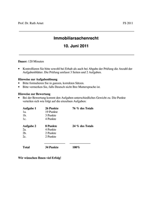 Immobiliarsachenrecht Prüfung 2011
