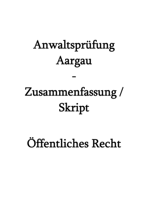 Öffentliches Recht Zusammenfassung