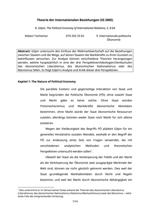 IRT ZSF - Gilpin: The Political Economy of Interna
