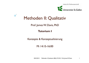 Methoden II Tutorial I
