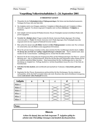 Lösungen zur Prüfung Mikro I HS01