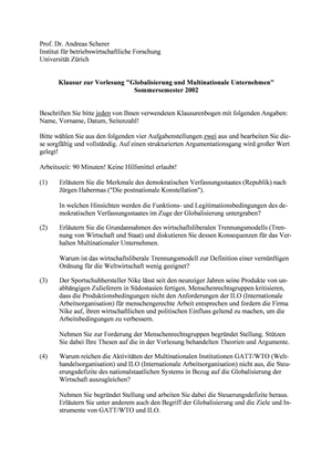 Globalisierung & MNUs Pruefung FS02