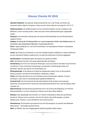 Glossar Chemie 101 HS 2018