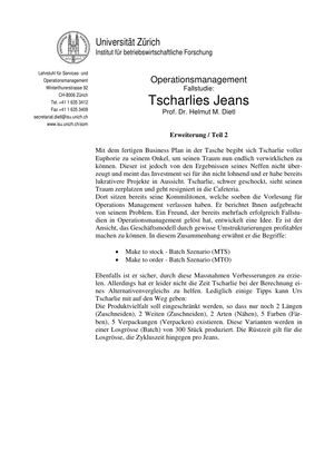 BWL III, Op. Mng, Fallstudie Tscharlies Jeans #2