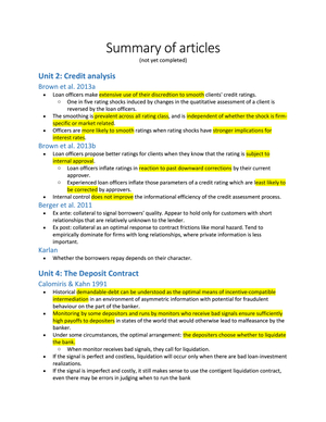 Financial Institutions Zusammenfassung Artikel