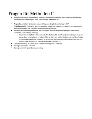 Fragen für Methoden II