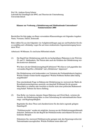 Globalisierung & MNUs Pruefung FS04