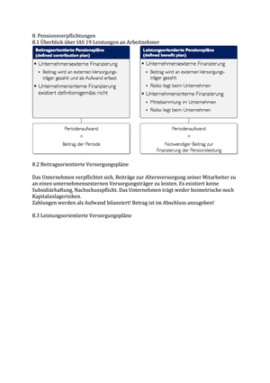 Financial Reporting ZSF: Pensionsverpflichtungen