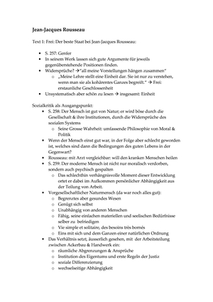 Pol. Ideengesch.: ZSF Rousseau Der beste Staat