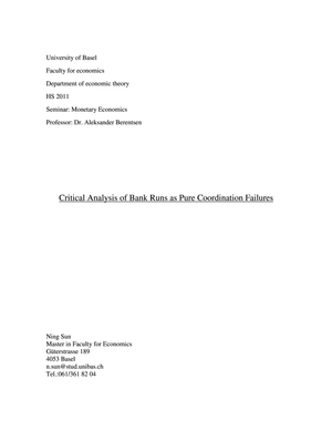 Seminararbeit "Bank Runs"
