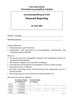 Prüfung Financial Reporting FS08
