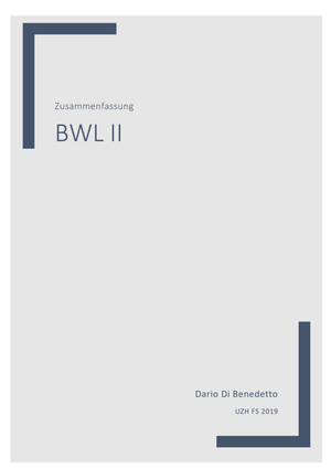BWL II Zusammenfassung