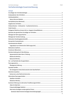 Verhaltensbiologie FS20