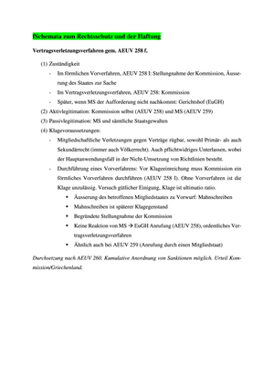 Prüfschemata Rechtsschutz und Klagen im Europarecht