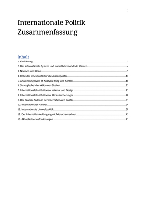 Vertiefungsvorlesung Internationale Politik