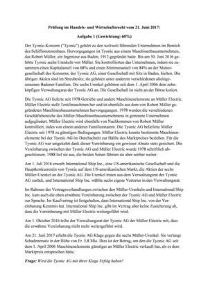 Handels-/Wirtschaftsrecht Prüfung FS17 MuLö