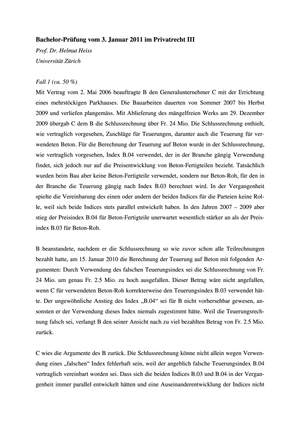 Privatrecht III Prüfung 2010