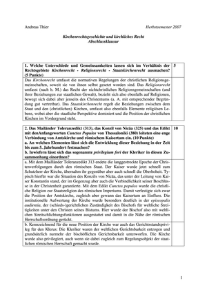 Kirchenrecht(sgeschichte) Prüfung 2007 Musterlö.