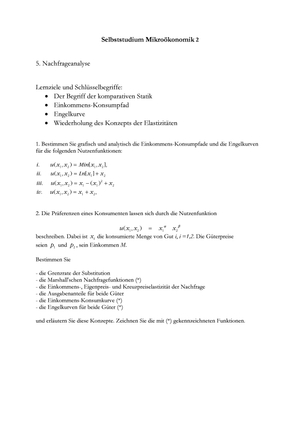 Mikro II: Selbststudium Nachfrageanalyse2 + Lösung