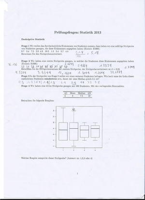Statistik Prüfung FS 2013