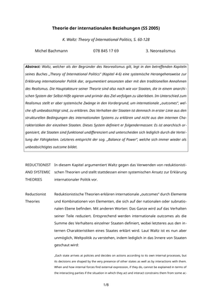 IRT ZSF - Waltz: Theory of International Politics