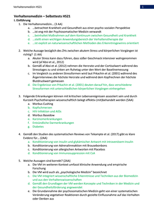 Verhaltensmedizin Selbsttests HS21