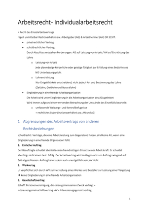 Zusammenfassung Arbeitsrecht