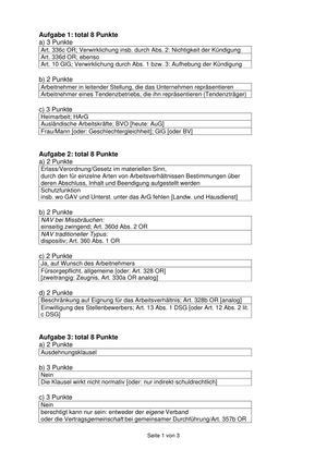 Arbeitsrecht Prüfung 2008 Musterlösung