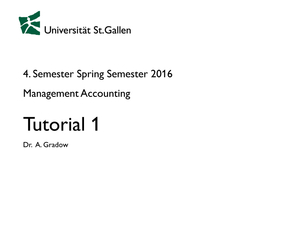 Management Accounting Exercise 1 Tutor Solutions