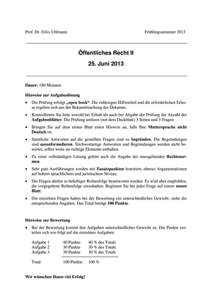 Öffentl. Recht II Prüfung 2013