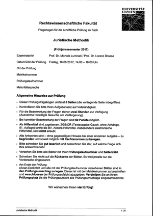 Juristische Methodik Prüfung FS17