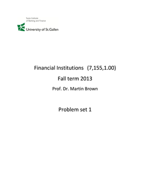 Financial Institutions Problem Set 1