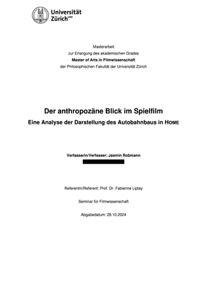 Masterarbeit: "Der anthropozäne Blick im Spielfilm"