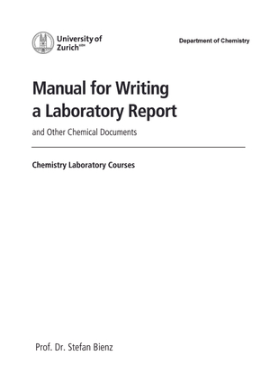 Manual for Writing a Laboratory Report